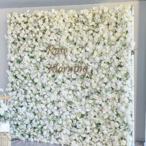 White Rose Flower Wall by Blooms and Mo